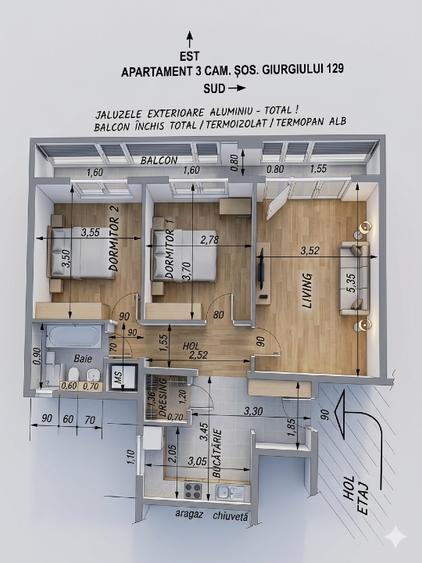 Apartament 3 camere decomandat 70mp/Sos. Giurgiului 129 bl.2A, sector 4 - 1