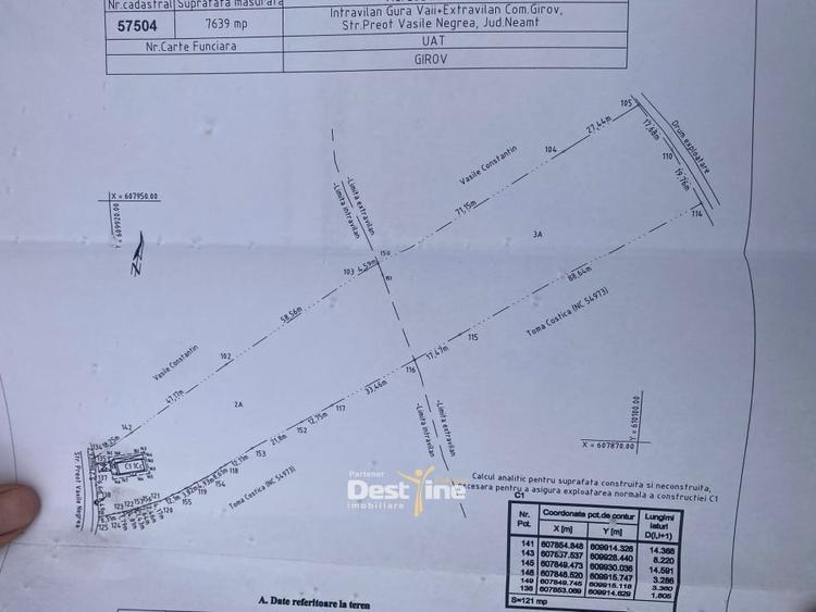 Teren de vanzare Gura Vaii 27.500 Euro 7639MP - 5