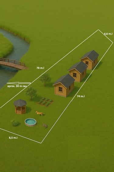 Teren la Rau si Padure Ideal Cabana, Liniste Totala - 3