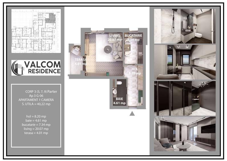 Valcom Residence Bartolomeu, Garsoniera, terasa 4.01 mp , Comision 0% - 5
