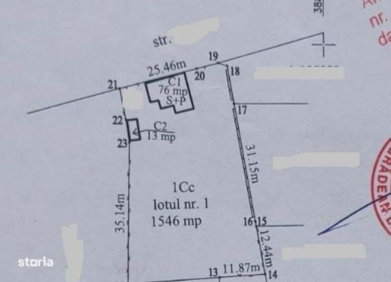 Teren intravilan de 1560 mp, front de 26 m, cu casa S+P, in Grigorescu - 6