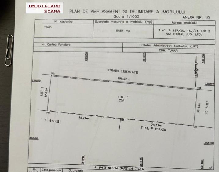Teren Construcții intravilan de 5651 mp, în Tunari