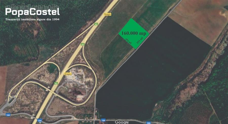 Snagov langa A3 teren intravilan 20.150 mp - 160.000 mp, curent si astfalt - 2