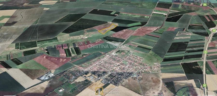 Teren agricol 12,28 ha Sagu - acces DN69 & A1, acum 1,38 EUR/m