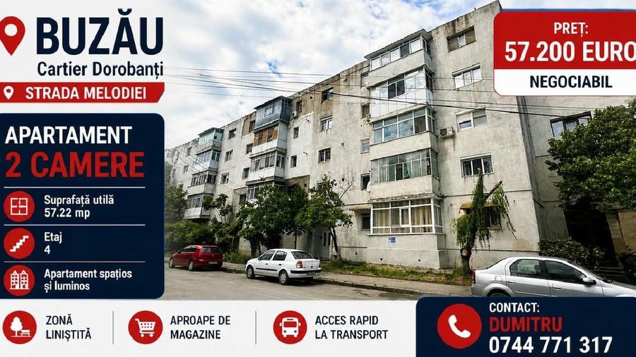 Apartament cu 2 camere semidecomandat în Micro 5