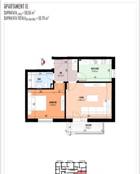 Apartament 2camere, 55.75mp, incalzire in pardoseala, contoare montate - 5