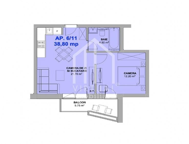 Apartament 2 camere, 40 mp si balcon - la cheie - 5