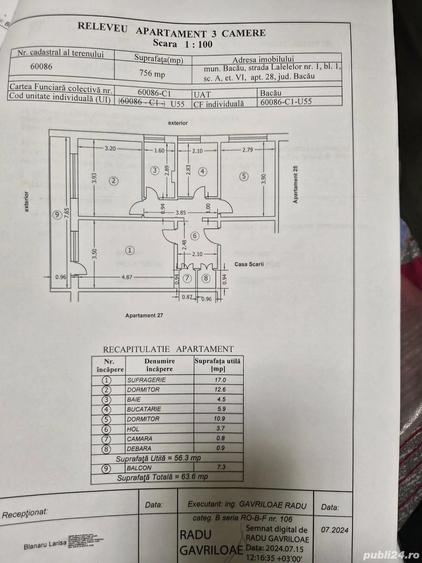 Apartament 3 camere Lalelelor Bacau, 60.000 negociabil - 7