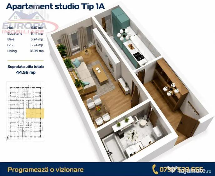 Apartament cu 2 camere decomandat în C5