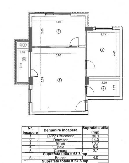 Aparament 3 camere 64 mp utili, SEMIFINISAT, zona strazii Colinei! - 7