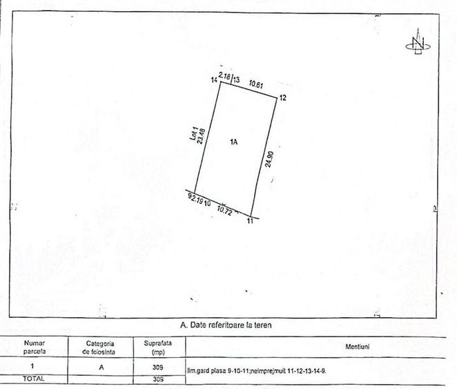 Valul lui Traian - teren intravilan 309 mp 13 m deschidere - 2
