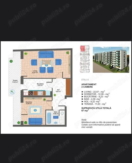 Anun? vanzare apartament 2 camere - bloc nou, 15 minute de metrou Aparatorii - 7