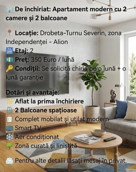 Apartament cu 2 camere decomandat în Central