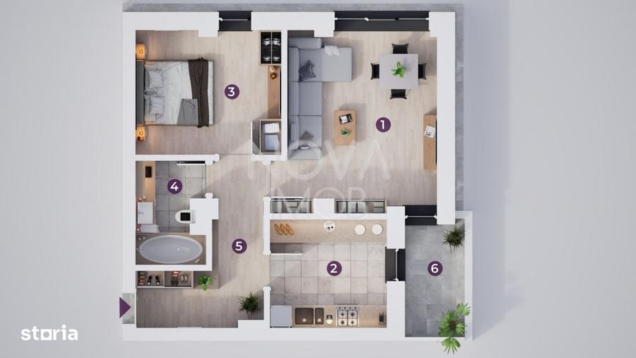 Apartament cu 2 camere decomandat în Central