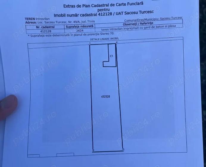 Teren de 2624 mp, în Sacoșu Turcesc