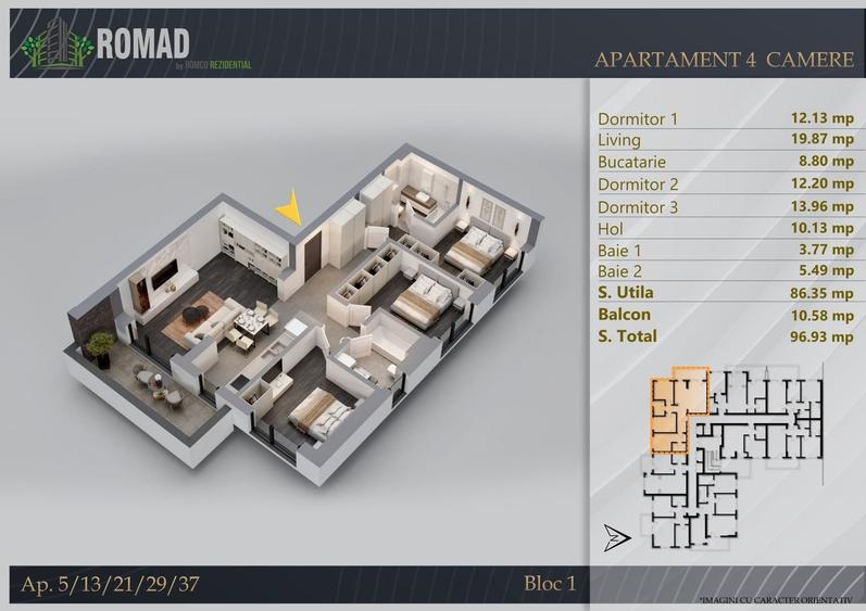 Apartament cu 4 camere decomandat în Theodor Pallady