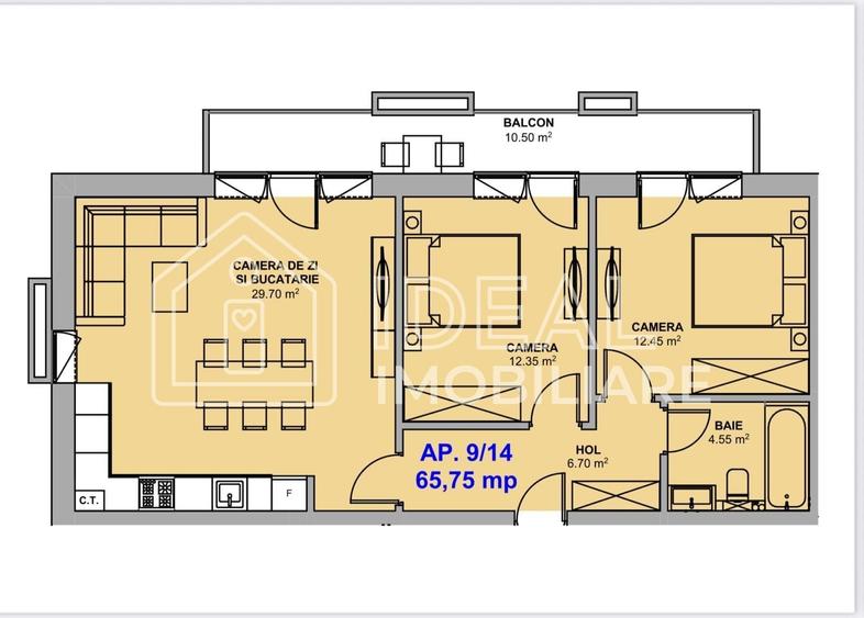 Apartament cu 3 camere în Central