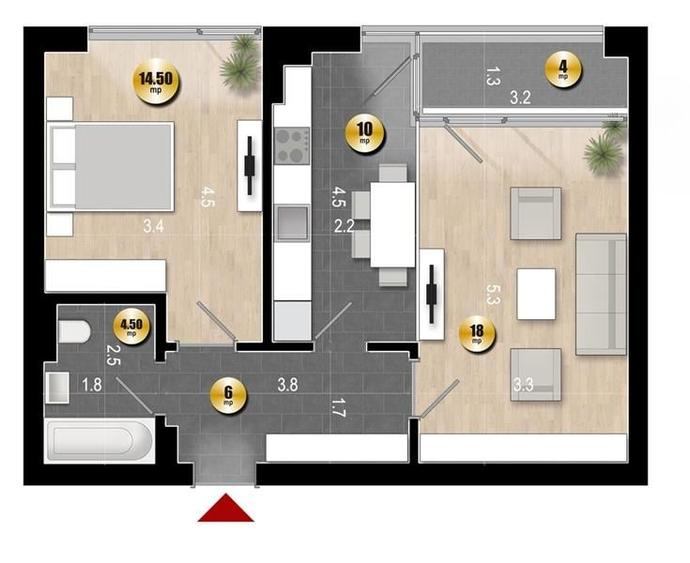 Apartament cu 2 camere decomandat în Rahova