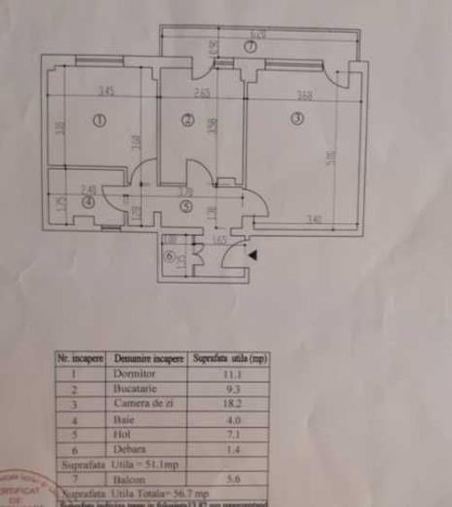 Apartament cu 2 camere decomandat în Central