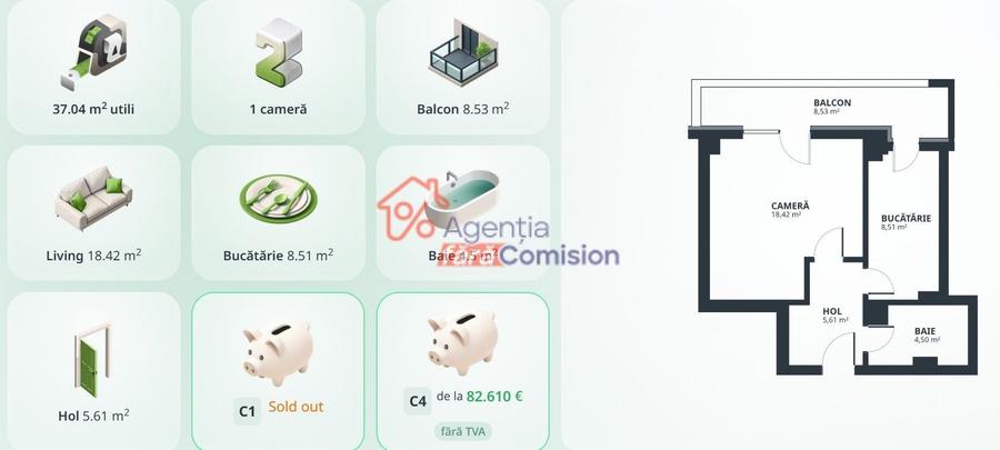 Apartament cu 2 camere decomandat în Tătărași