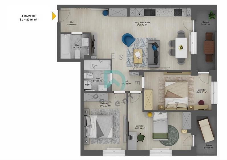 Apartament cu 4 camere în Șelimbăr