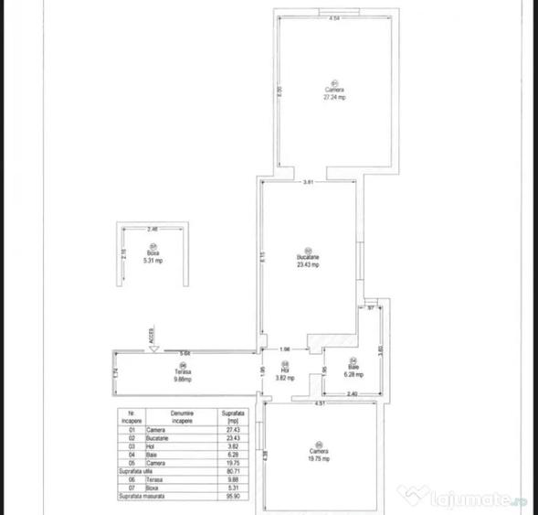 Apartament cu 3 camere decomandat în Central