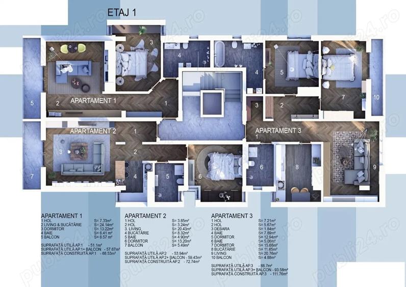 Apartament cu 2 camere decomandat în Kamsas