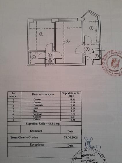 Apartament cu 2 camere semidecomandat în Crângași