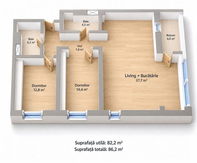 Apartament cu 2 camere decomandat în Albert