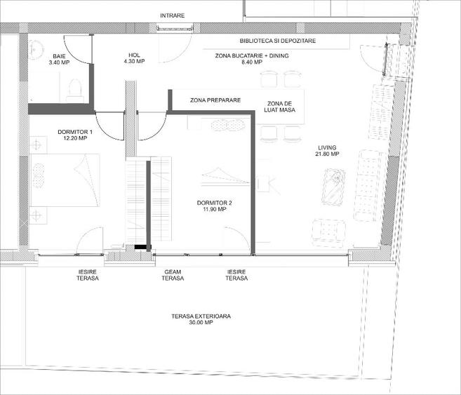 Apartament cu 2 camere decomandat, mobilat în Moșilor