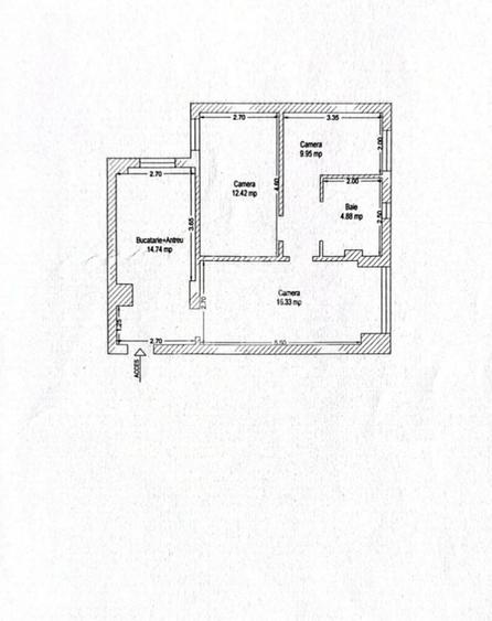 Apartament cu 3 camere, mobilat în UTA