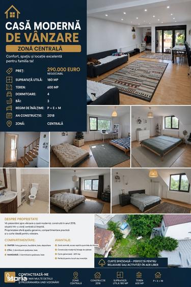 Casă cu 5 camere cu Teren 600 Mp în Central