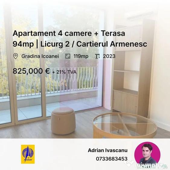 Apartament cu 4 camere decomandat în Grădina Icoanei