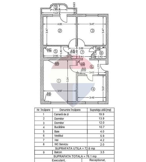 Apartament cu 3 camere spatios de inchiriat in zona 13 Septembrie - 3