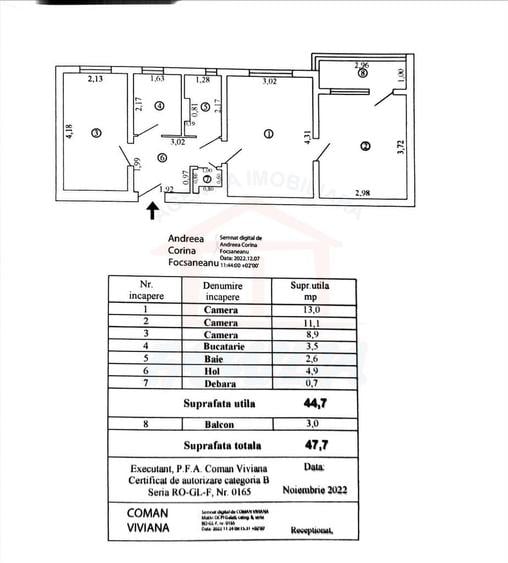 Apartament cu 3 camere semidecomandat în Micro 19