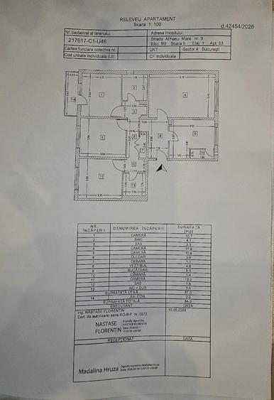 Apartament cu 4 camere decomandat în Central