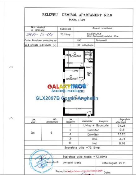Apartament cu 3 camere semidecomandat în Dobroești