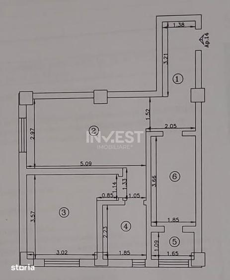 Apartament cu 2 camere decomandat în Miroslava