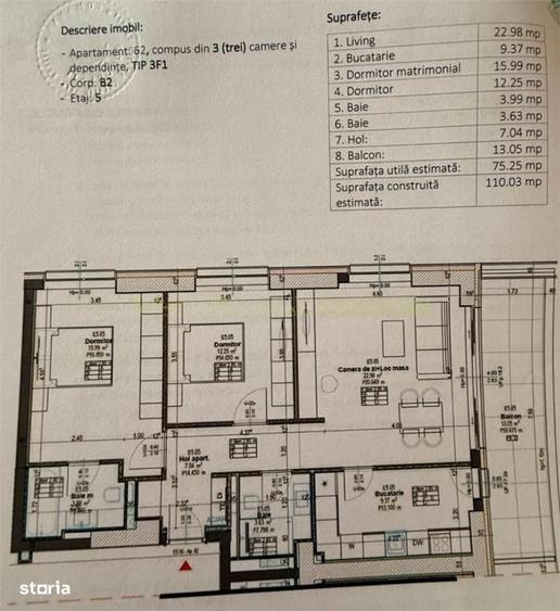 KronenPark Pipera | 3 camere | 75 mp + balcon 13 mp | Etaj 5 | Cesiune - 1