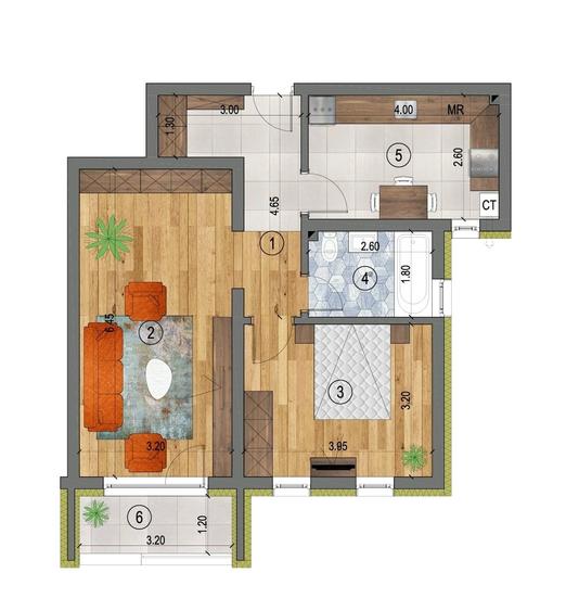 Apartament cu 2 camere decomandat în Sânpetru