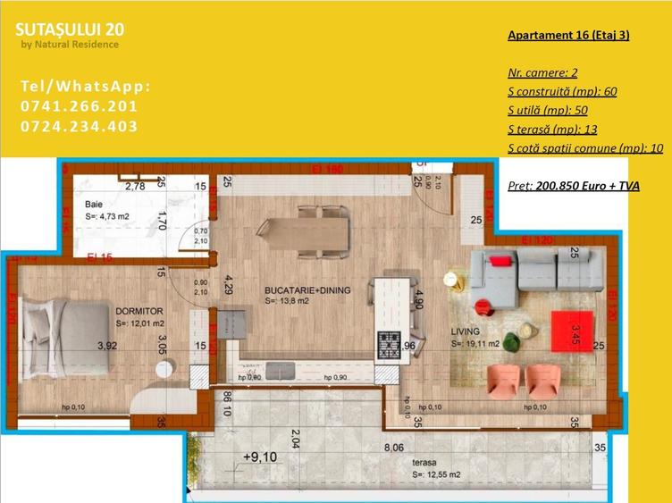 Apartament cu 2 camere în Domenii