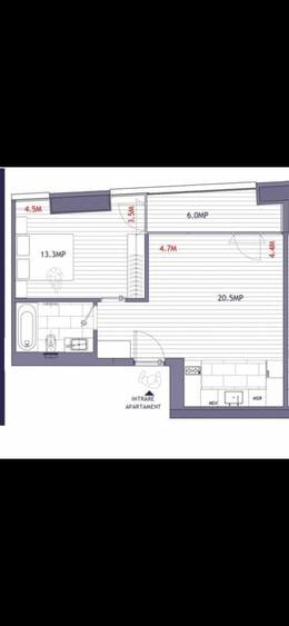 Apartament cu 2 camere semidecomandat în Barbu Văcărescu