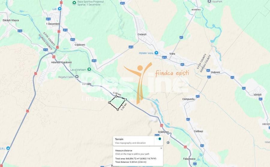 Teren Construcții intravilan de 670000 mp, în Adunații-Copăceni