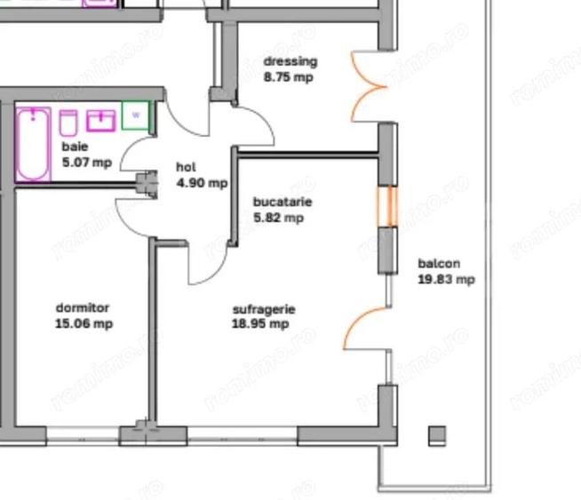 Apartament cu 2 camere decomandat în Central