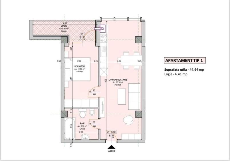 Apartament cu 2 camere semidecomandat în Central