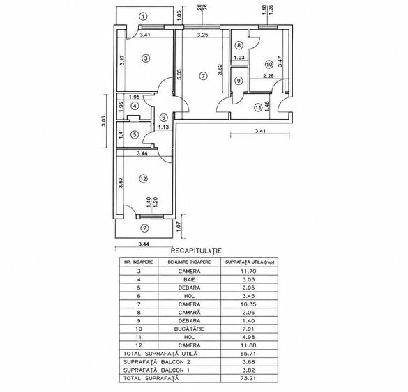 Apartament cu 3 camere semidecomandat, mobilat în Podu Roș