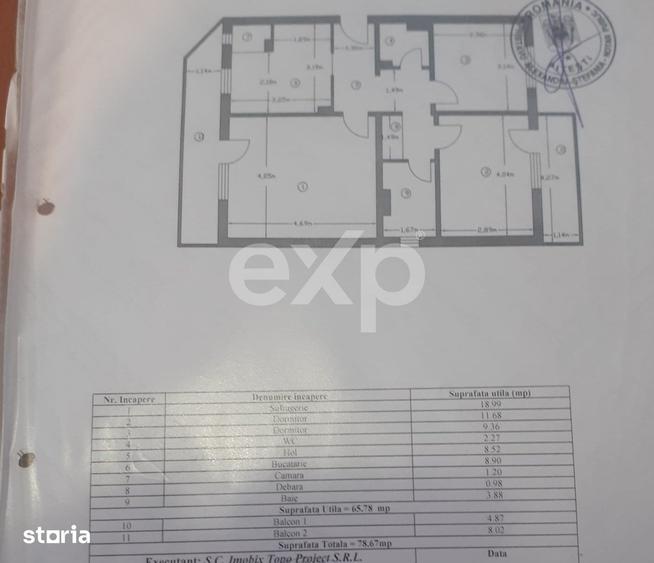 Apartament cu 3 camere decomandat, mobilat în Prundu