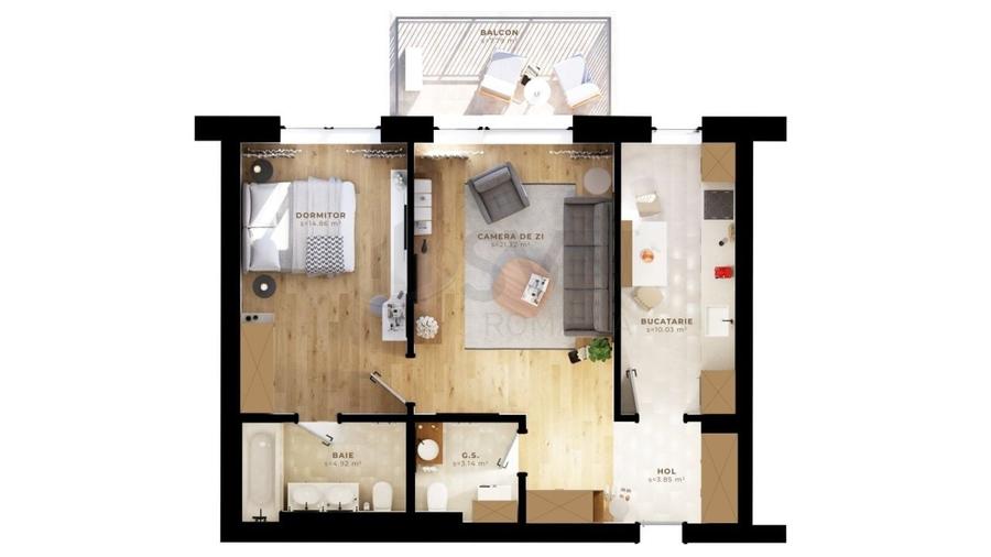 Apartament cu 2 camere în Tunari