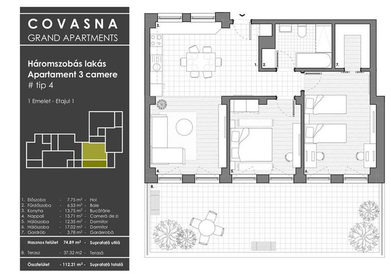 Apartament cu 18 camere decomandat în Central
