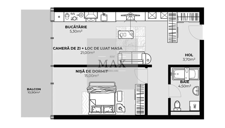 Apartament cu 2 camere decomandat în Dâmbul Rotund — fotografia 1